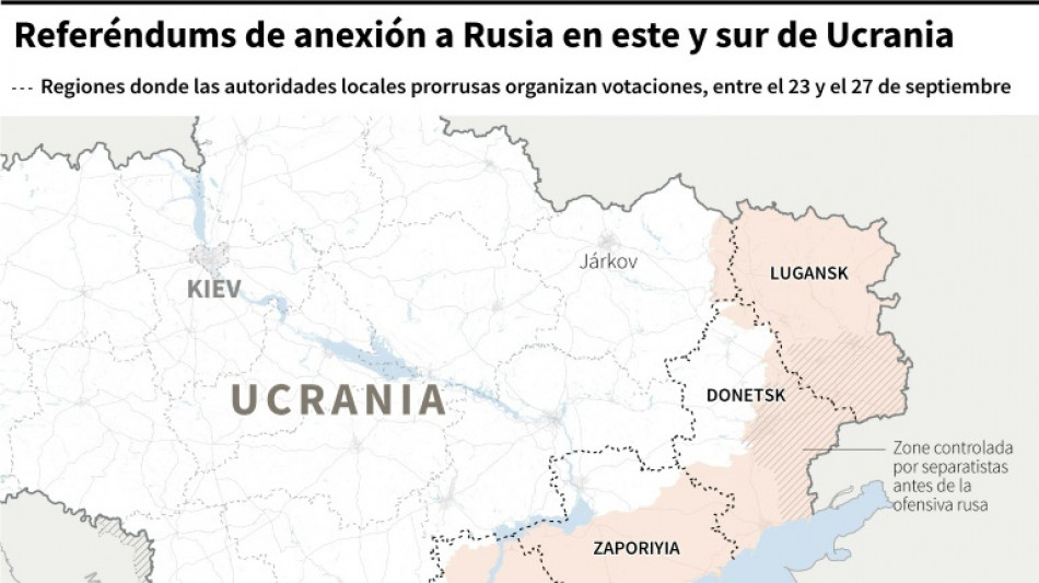 Las cinco regiones de Ucrania anexadas por Rusia desde 2014