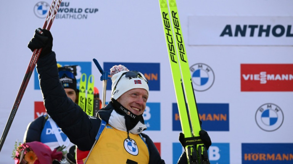 Biathlon: dixième succès de l'hiver pour Boe, QFM s'enlise à Anterselva
