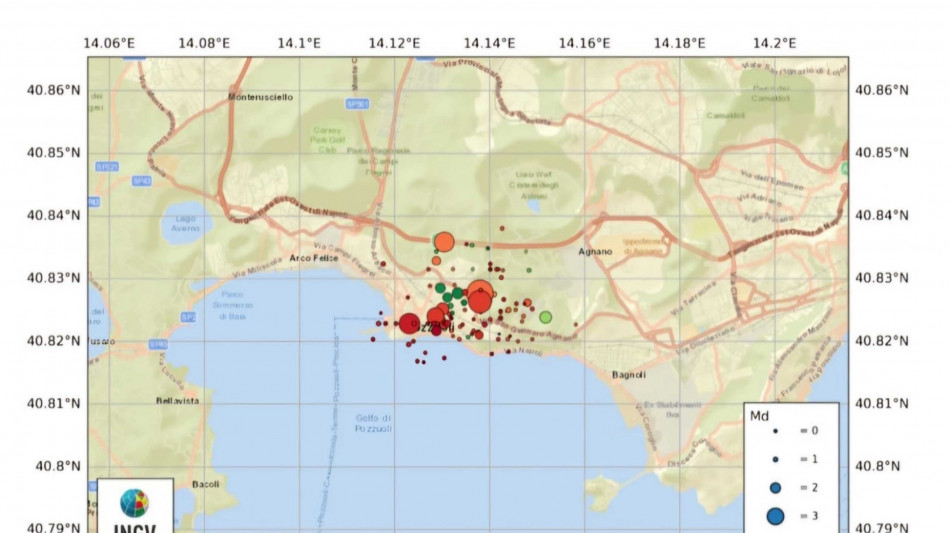 Campi Flegrei, Ingv: dalle 19:51 di ieri circa 150 i terremoti